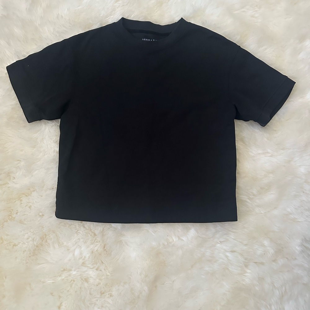 Denim & Flower Black Kids Shirt